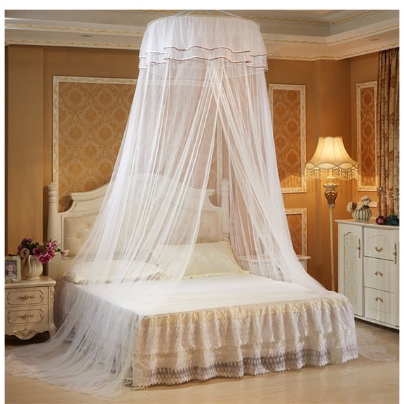 Round Ceiling Hanging Mosquito Net, Heightened Floor Standing Circular Bed Canopy, Breathable Full Season Insect Net, Ideal for Princess Style Bedroom Decor