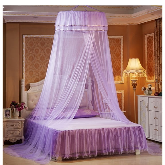 Round Ceiling Hanging Mosquito Net, Heightened Floor Standing Circular Bed Canopy, Breathable Full Season Insect Net, Ideal for Princess Style Bedroom Decor