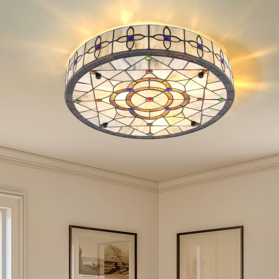 Round Ceiling Light, 16'' Ceiling Lamp, Ceiling Light for Bedroom, Living Room, Hotel (Not Included Bulb)