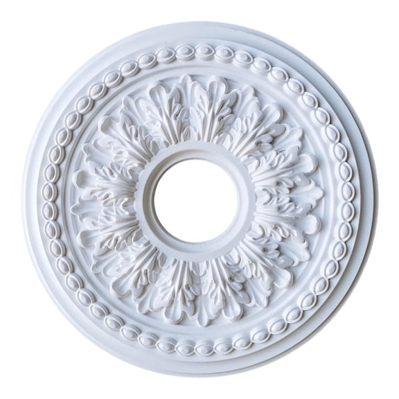 Round Ceiling Rose Medallion Ring for Chandelier and Hanging Light Installation, Ornate Carved Fixture Accent for Farmhouse Dining Room Foyer Entryway Interior Wall Decor