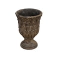 thumbnail image 1 of Round Cement Pot with Lotus Leaf Design, 1 of 1