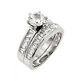 thumbnail image 1 of Round Center Channel Set Sides Cubic Zirconia Maching Set Ring Rhodium Plated Sterling Silver Size 9, 1 of 2