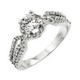 thumbnail image 1 of Round Center Clear Cubic Zirconia Designer Engagement Ring Rhodium Plated Sterling Silver Size 5, 1 of 3
