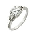 thumbnail image 1 of Round Center Clear Cubic Zirconia Designer Sides Ring Rhodium Plated Sterling Silver Size 6, 1 of 3