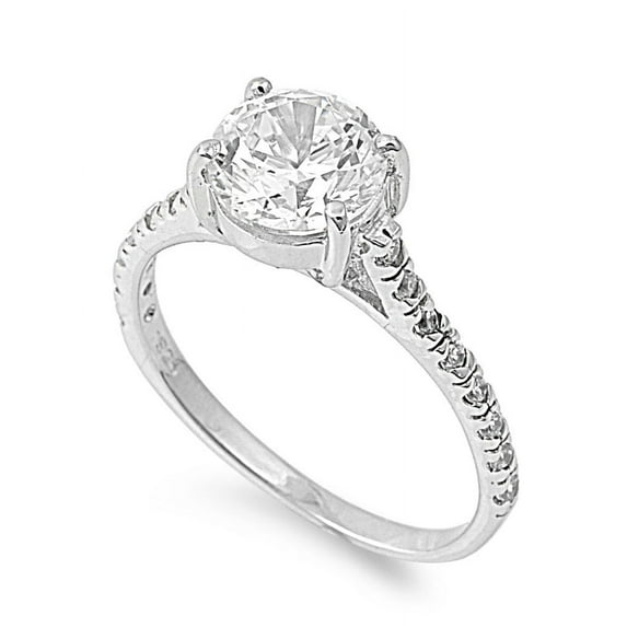 Round Center Cubic Zirconia Ring Sterling Silver 925 11