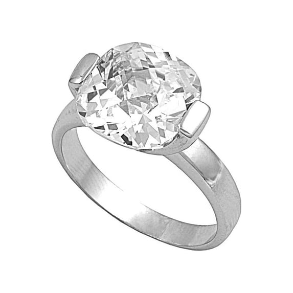 Round Center Cubic Zirconia Ring Sterling Silver 925 Size 9