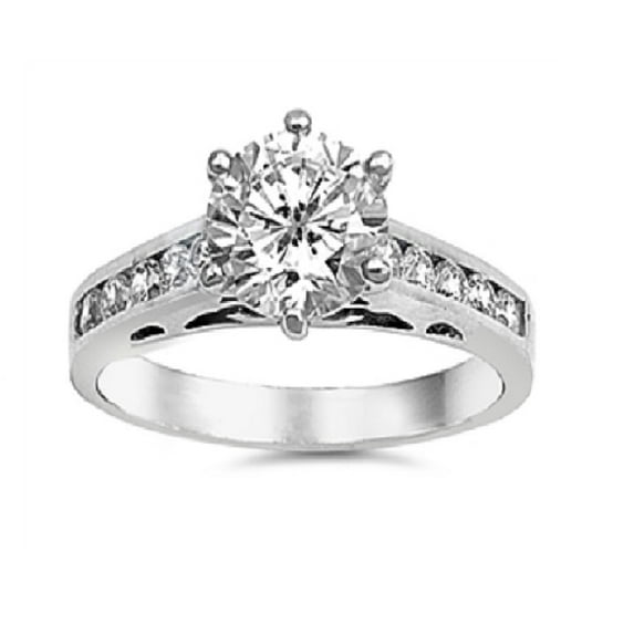 Round Center Cubic Zirconia Solitaire Ring Sterling Silver 925 Size 6