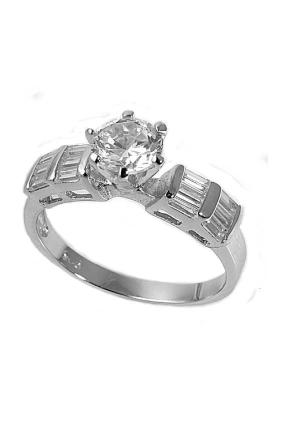 Round Center Designer Cubic Zirconia Ring Sterling Silver 925 Size 6
