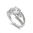 thumbnail image 1 of Round Center Engagement Cubic Zirconia Ring Sterling Silver 925, 1 of 3