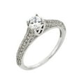 thumbnail image 1 of Round Center Micro Pave Cubic Zirconia Solitaire Ring Rhodium Plated Sterling Silver Size 6, 1 of 2