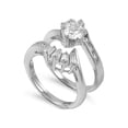 thumbnail image 1 of Round Center with Round & Baguette Stones Cubic Zirconia Wedding Set Ring Sterling Silver 925, 1 of 2