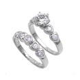 thumbnail image 1 of Round Center with Round Stones Cubic Zirconia Wedding Set Ring Sterling Silver 925, 1 of 3