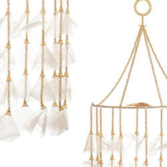 Round Centre Hanging Wall Roof Ceiling Hanging Jhoomar of white Net and Golden boundries Hangings Decorative Ornament Decorations Home Dcor Wedding Festivities New Year Gifting