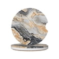 thumbnail image 1 of Round Ceramic Car Coasters 2 Pack Absorptive Clean Cork Bottom For Anti-Slip Use On Most Cars Gainsboro Marble_2, 1 of 8