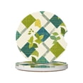 thumbnail image 1 of Round Ceramic Car Coasters 2 Pack Absorptive Clean Cork Bottom For Anti-Slip Use On Most Cars Lime Houndstooth Hand-Drawn Sketch_2, 1 of 8