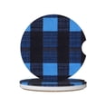 thumbnail image 1 of Round Ceramic Car Coasters 2 Pack Absorptive Clean Cork Bottom For Anti-Slip Use On Most Cars Midnightblue Buffalo Plaid Check Tartan Scotland_4, 1 of 8
