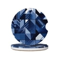 thumbnail image 1 of Round Ceramic Car Coasters 2 Pack Absorptive Clean Cork Bottom For Anti-Slip Use On Most Cars Midnightblue Geometric Patterns_4, 1 of 8
