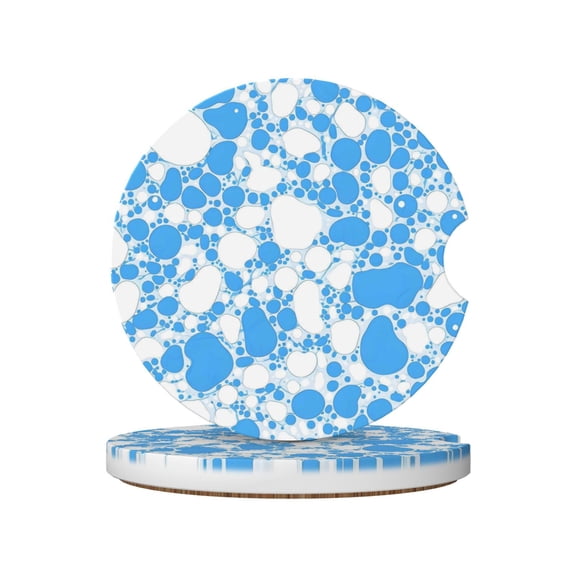 Round Ceramic Car Coasters 2 Pack Absorptive Clean Cork Bottom For Anti-Slip Use On Most Cars Milk Cow Skin Print Style Powderblue_4