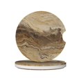 thumbnail image 1 of Round Ceramic Car Coasters 2 Pack Absorptive Clean Cork Bottom For Anti-Slip Use On Most Cars Sandybrown Marble_4, 1 of 8
