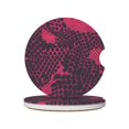 thumbnail image 1 of Round Ceramic Car Coasters 2 Pack Absorptive Clean Cork Bottom For Anti-Slip Use On Most Cars Snake Skin Print Style Palevioletred_2, 1 of 8