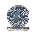 thumbnail image 1 of Round Ceramic Car Coasters 2 Pack Absorptive Clean Cork Bottom For Anti-Slip Use On Most Cars Zebra Print Style Steelblue_3, 1 of 8