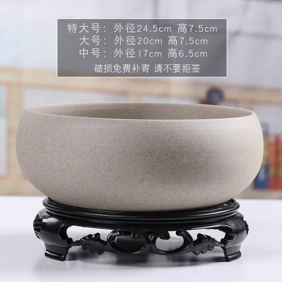 Round Ceramic Flower Pots,Artistic Ceramic Flower Planter with Tray,Elegant Hydrophyte Planting Container,Ideal Flowerpot for Office and Outdoor Planting