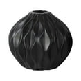thumbnail image 1 of Benzara Round Ceramic Low Vase With Embossed Wave Design, Matte Black, 1 of 1