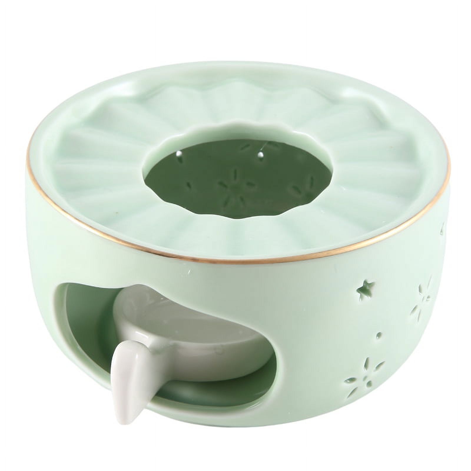 Round Ceramic Teapot Warmer Tea Light Furnace with Candle Tray Heater