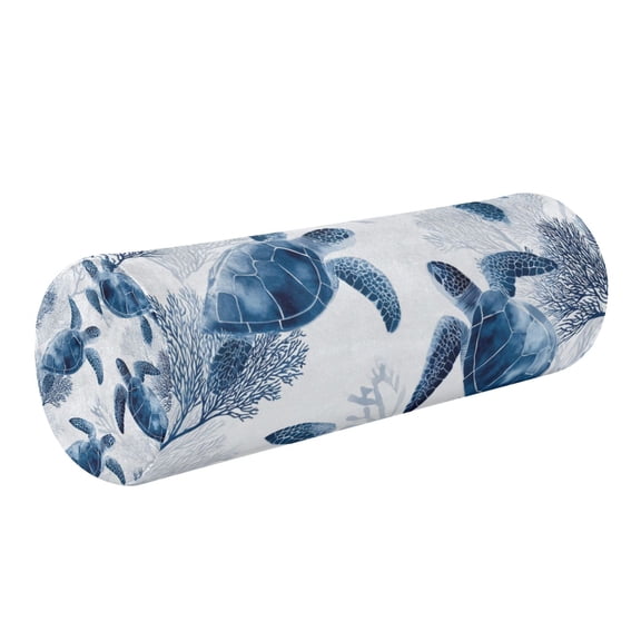 Round Cervical Pillow Cylindrical Pillow Lumbar Pillow Sofa Headrest Pillow Support For the Back, Neck and Head Blue Turtle