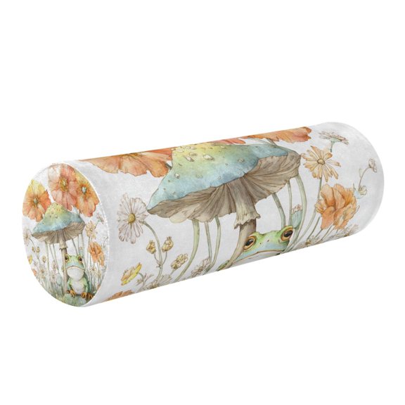 Round Cervical Pillow Cylindrical Pillow Lumbar Pillow Sofa Headrest Pillow Support For the Back, Neck and Head Cartoon Frog