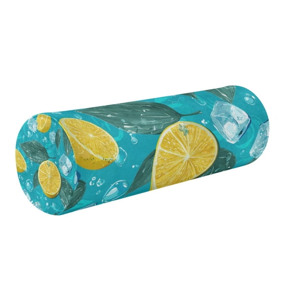 Round Cervical Pillow Cylindrical Pillow Lumbar Pillow Sofa Headrest Pillow Support For the Back, Neck and Head Lemon Cubes with Leaves