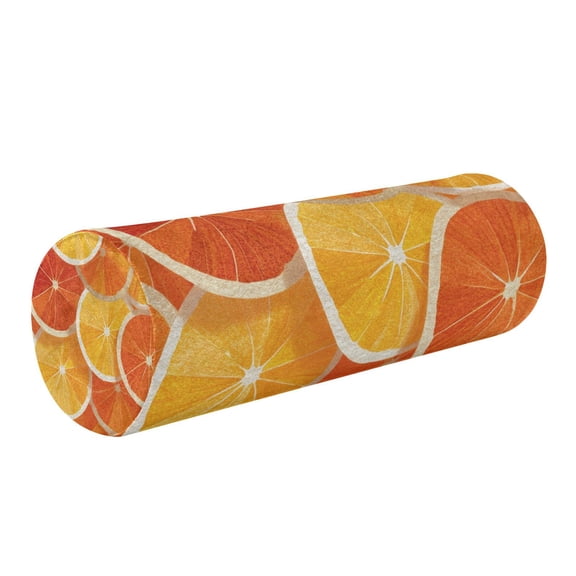 Round Cervical Pillow Cylindrical Pillow Lumbar Pillow Sofa Headrest Pillow Support For the Back, Neck and Head Orange Slice Pattern
