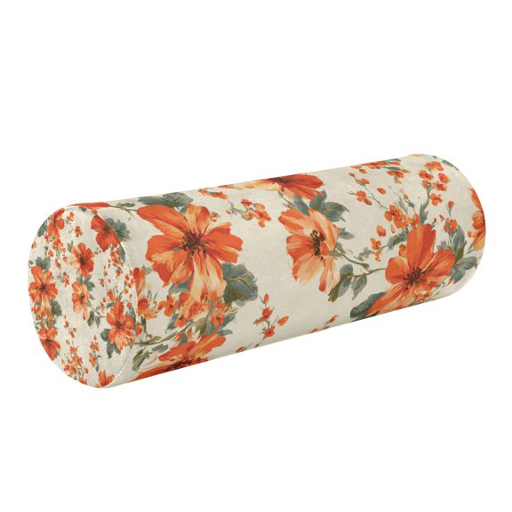 Round Cervical Pillow Cylindrical Pillow Lumbar Pillow Sofa Headrest Pillow Support For the Back, Neck and Head Orange Soft Bloom