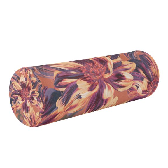 Round Cervical Pillow Cylindrical Pillow Lumbar Pillow Sofa Headrest Pillow Support For the Back, Neck and Head Orange Wild Bloom