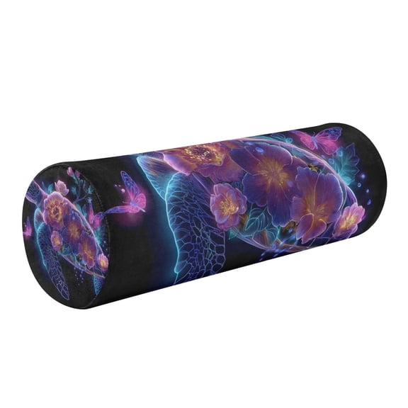 Round Cervical Pillow Cylindrical Pillow Lumbar Pillow Sofa Headrest Pillow Support For the Back, Neck and Head Purple Turtle