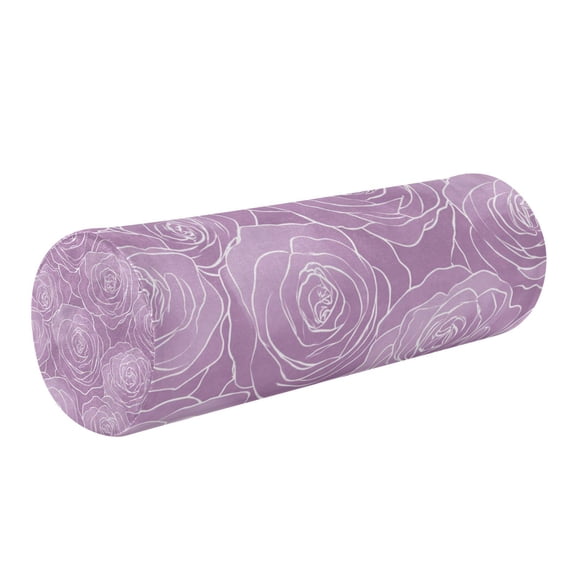 Round Cervical Pillow Cylindrical Pillow Lumbar Pillow Sofa Headrest Pillow Support For the Back, Neck and Head Romantic Lavender Rose Art