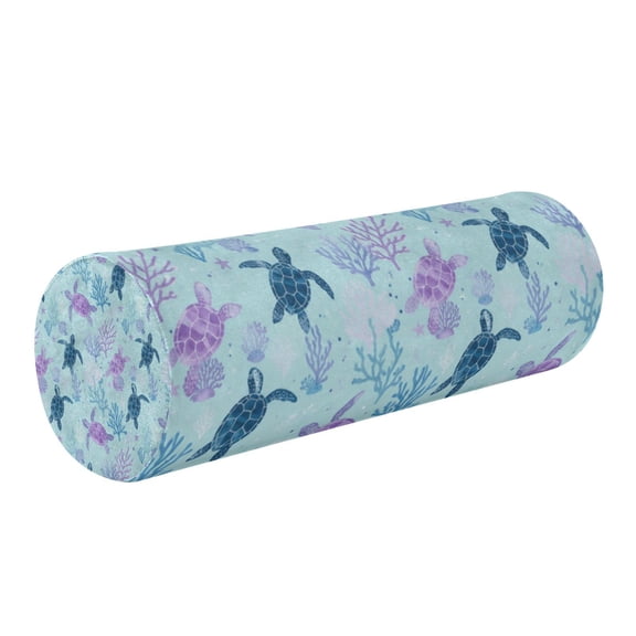 Round Cervical Pillow Cylindrical Pillow Lumbar Pillow Sofa Headrest Pillow Support For the Back, Neck and Head Turtle Underwater Blue