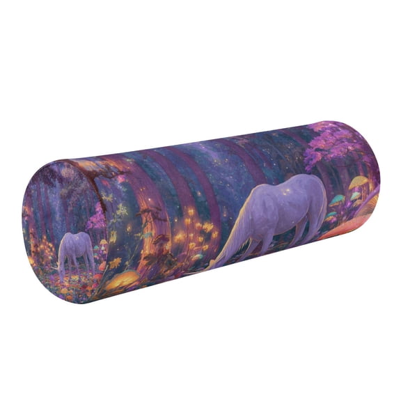 Round Cervical Pillow Cylindrical Pillow Lumbar Pillow Sofa Headrest Pillow Support For the Back, Neck and Head Unicorn Grazing Enchanted Clearing