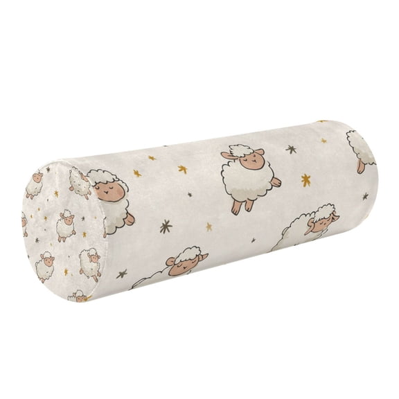 Round Cervical Pillow Cylindrical Pillow Lumbar Pillow Sofa Headrest Pillow Support For the Back, Neck and Head White Sheep Jumping Tumble