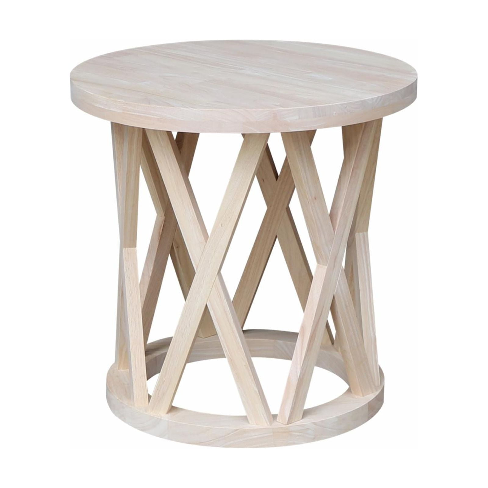 27" Round Solid Parawood Ceylon End Table - Unfinished