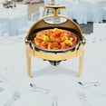 thumbnail image 1 of 6.34Qt Round Chafing Dish Buffet, Gold, Stainless Steel Buffet Warmers Set for Wedding, 1 of 22