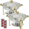 Round Chafing Dish Buffet Set with Fuel Water Pans + Food Pans (4 qt