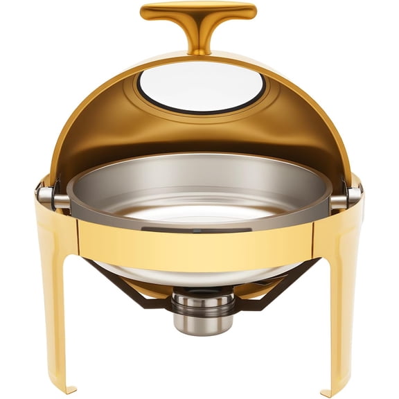 Round Chafing Dishes Stainless Steel Buffet Warmer with Visible Lid Buffet Servers and Warmers for Parties Restaurants Cafeterias Hotels Banquets, 90/180 Opening