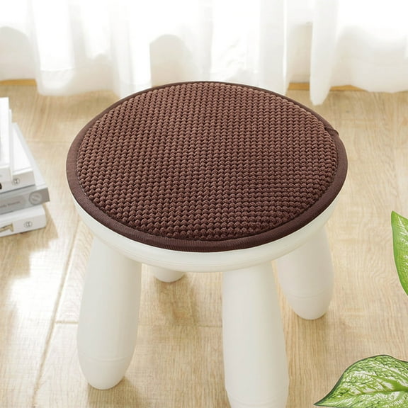 Round Chair Cushion 13.7 Inch Extra Thick Non Slip, Soft Dense Memory Foam Seat Pad with Ties for Dining Kitchen Patio Chairs, Indoor Outdoor All Season Use,Coffee