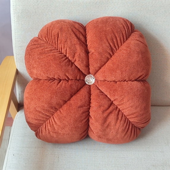 Violete Round Chair Cushion - Velvet Chair Cushion, Thick Tufted Floor Seat Cushion with Strap, Soft Cloth for Office/Ottoman/Outdoor Use (13.8in Diameter, 1.1lb)