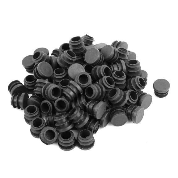 Round Chair Leg Pipe Tube Insert Blanking Cover Plug Black 16mm Dia 100Pcs