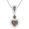 thumbnail image 1 of AFFY Round Champagne & White Natural Diamond Heart Drop Pendant Necklace In 14k White Gold (0.50 cttw), 1 of 1