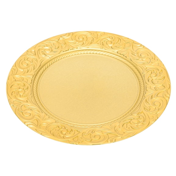 Round Charger Plates 100-Pack Gold Charger Plates Reusable Serving Plates 33cm PP Dinner Plates for Weddings & Banquets