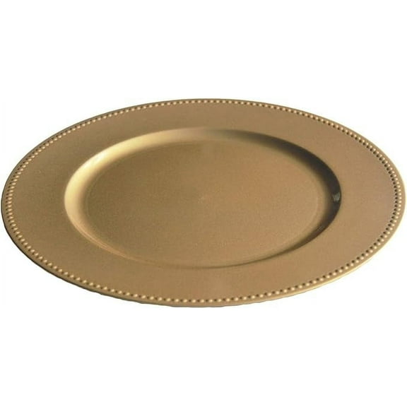 Bunique Round Charger Plates Red Beaded Dinner Chargers - 13-inch Event Wedding Charger Plates 10-pack, U-BeadedChargerPlates-10pc-G