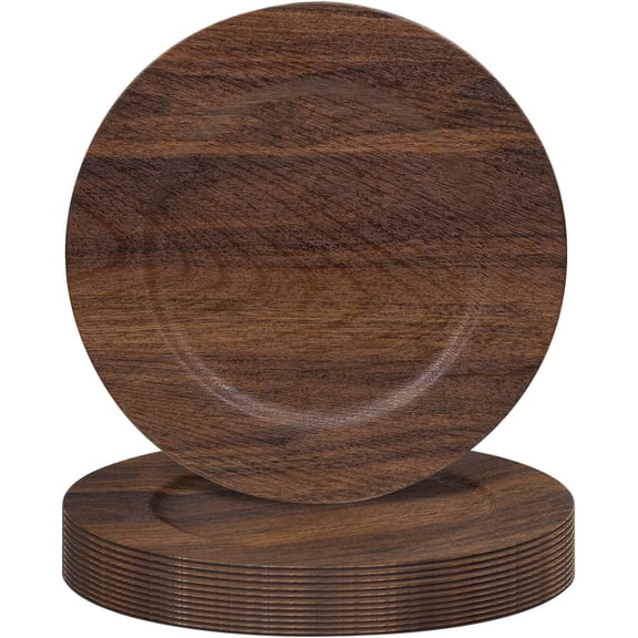 Round Charger Plates Set of 12, 13 Inch Brown Charger for Dinner Plates, Faux Plate Chargers, Rustic Table Chargers for Weddings, Party